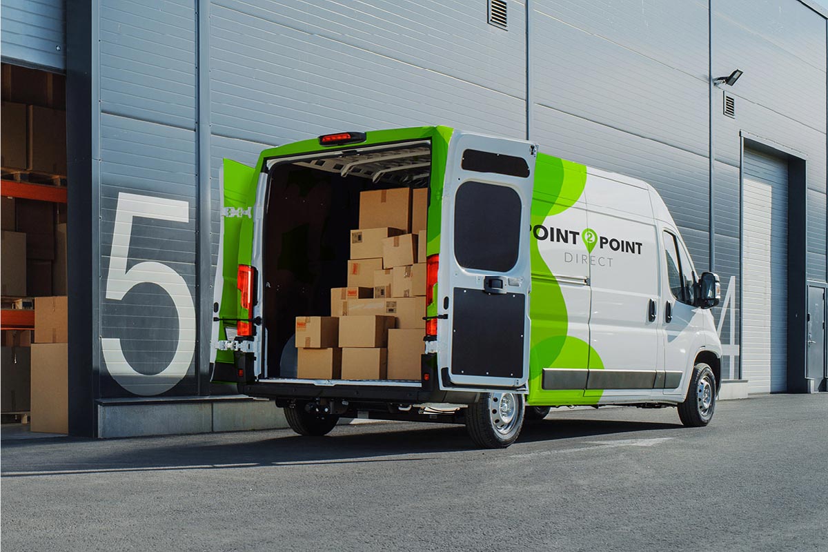 point 2 point direct delivery van being loaded at depot